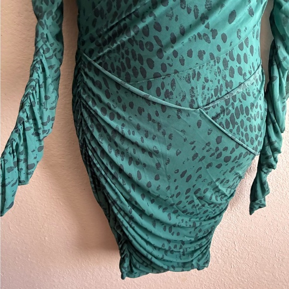 Free People Katana Green Animal Print Mini Dress XL - Picture 7 of 14